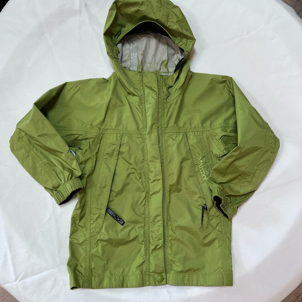 Marmot Kids Olive Green Hooded Raincoat